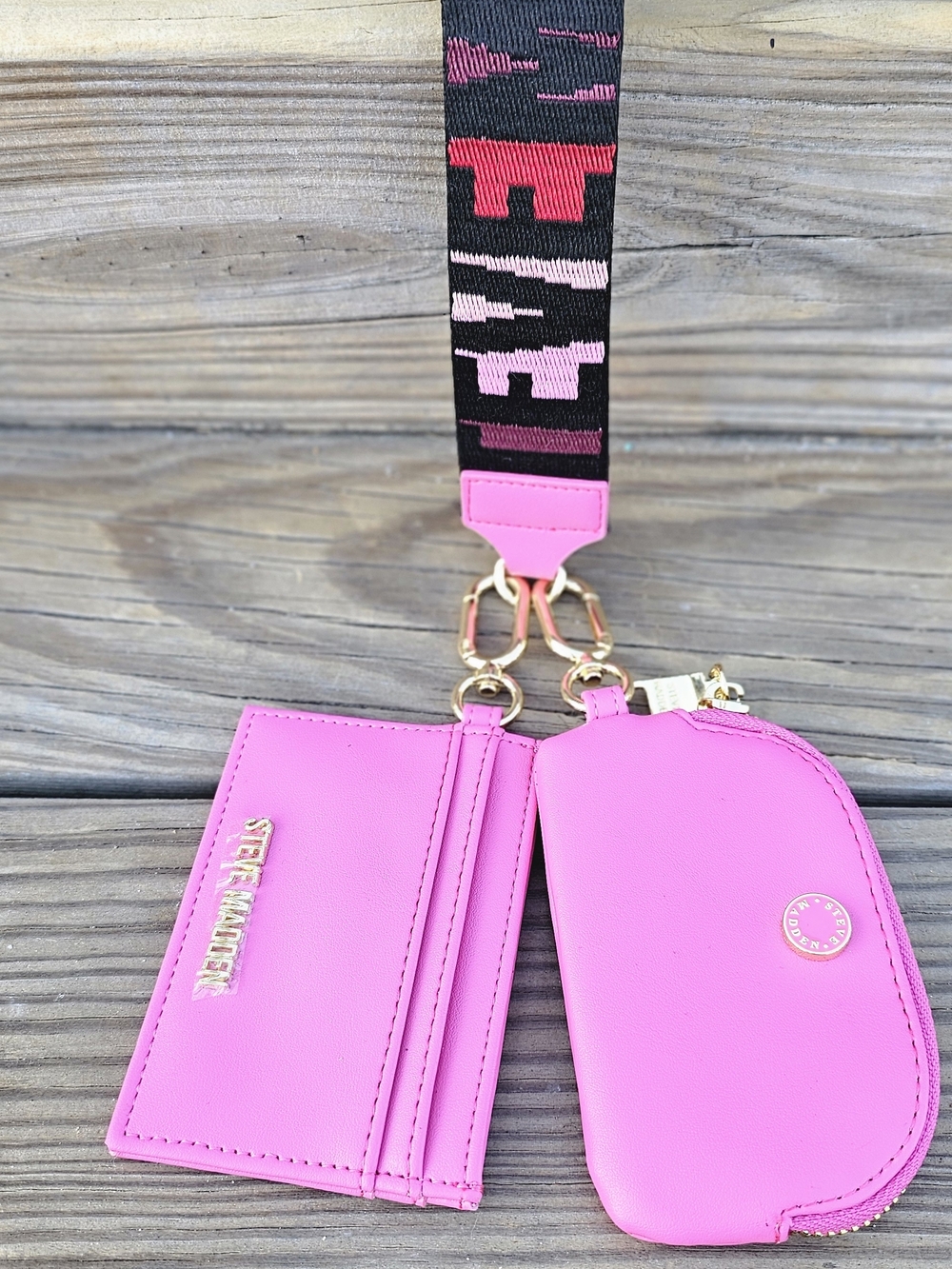 Steve Madden Pink Cardholder and Coin Pouch with Adjustable Strap